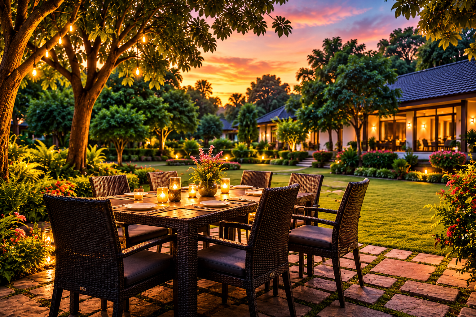Outdoor family and friends get-together setting at Pandora Resort Kudayathoor, Idukki, Kerala