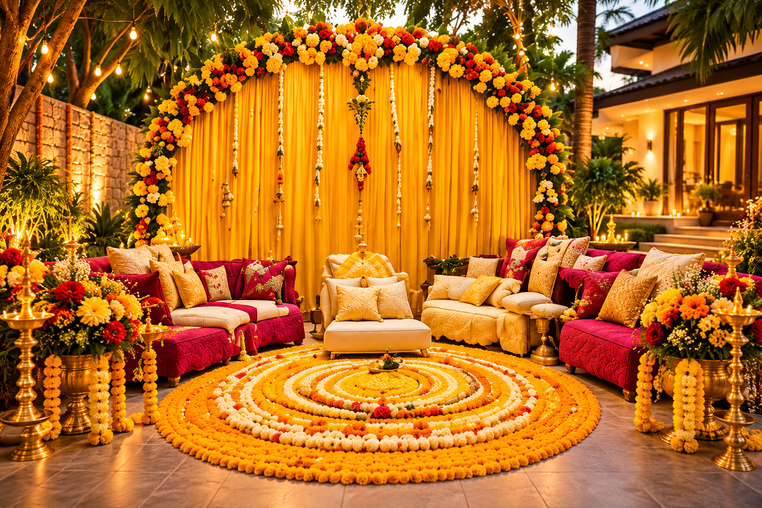 Haldi function celebration setup at Pandora Resort Kudayathoor in Idukki, Kerala