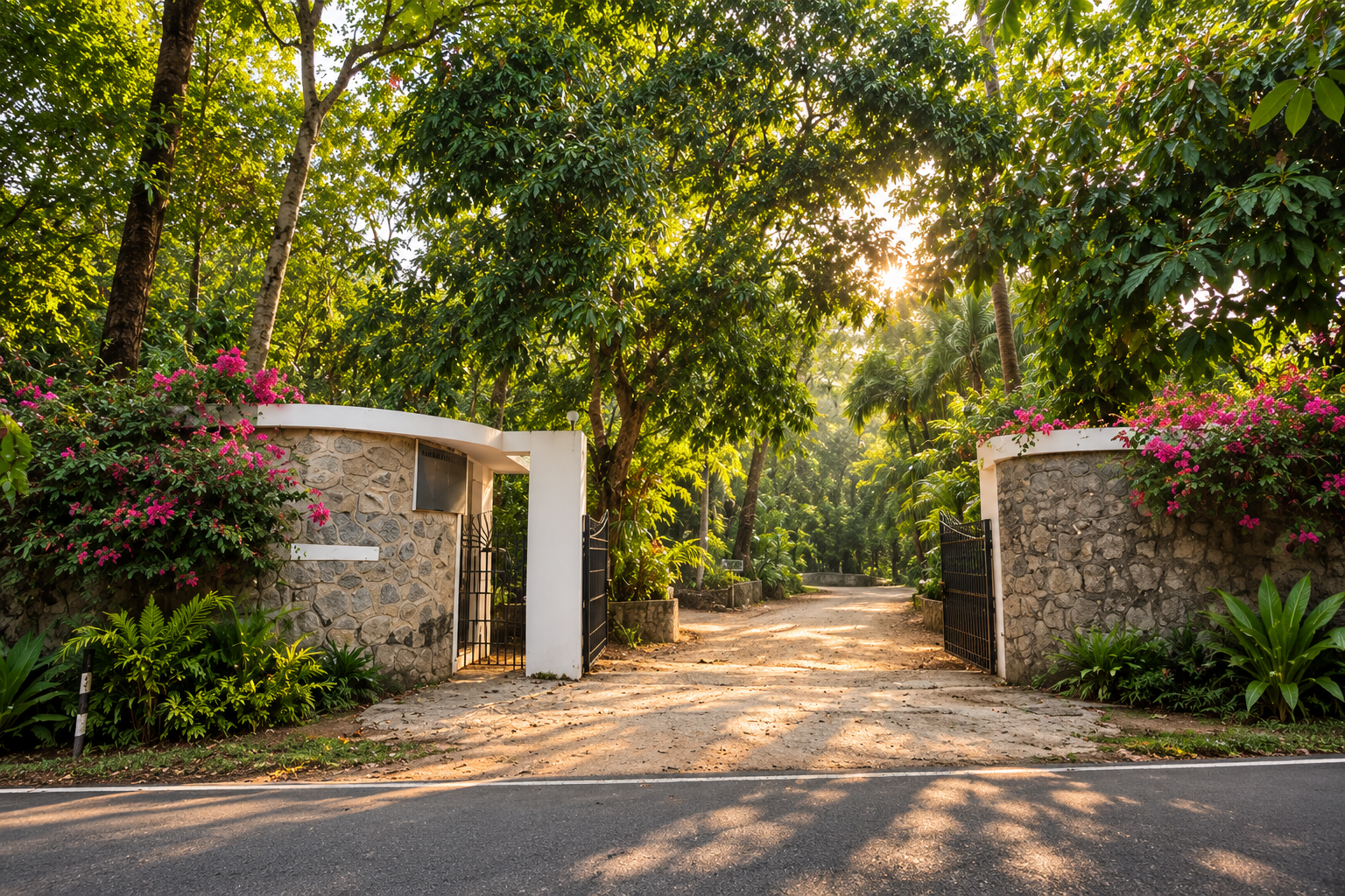 Pandora The London Nest private heritage retreat entrance surrounded by lush greenery in Thodupuzha, Idukki, Kerala
