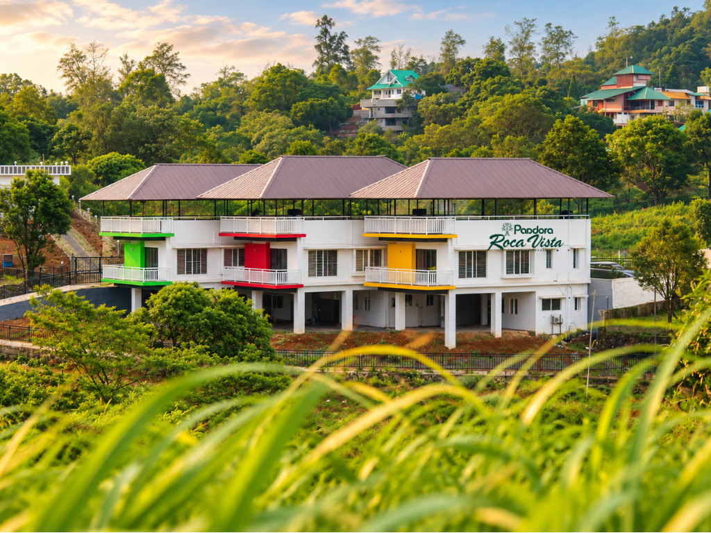 Front view of all three Roca Vista villas